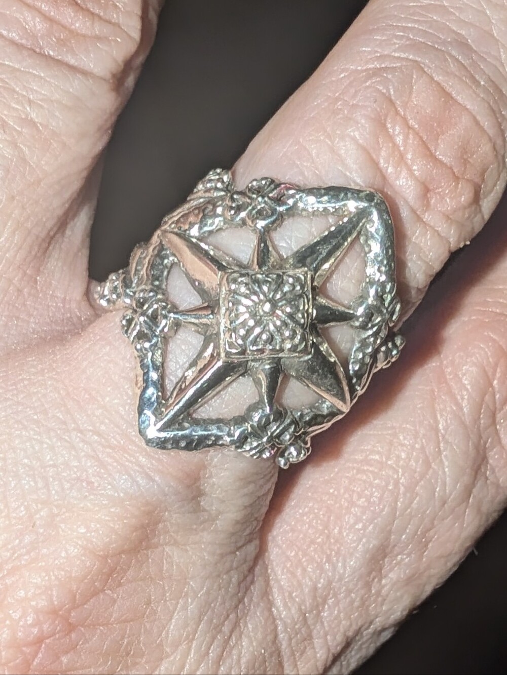 Vintage Retired Ornate SARDA Sterling Silver Filigree Style Ring: Size 8 - Picture 5 of 7